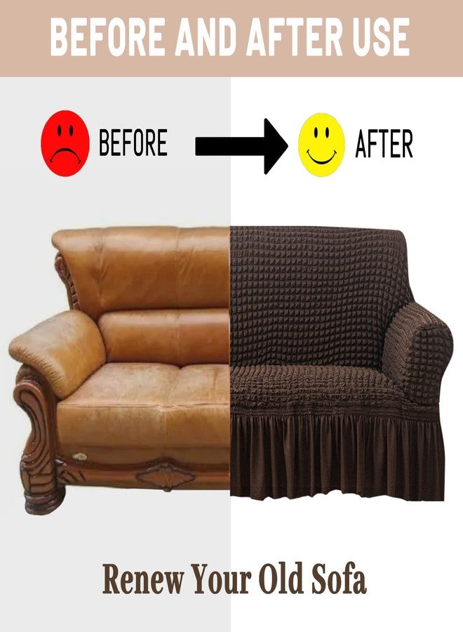Jeloris Stretch Armchair Slipcover Easy Fitted Sofa Couch Cover with Skirt, Durable Washable Universal High Elastic Furniture Protector for Kids, Pets (Small, Dark Brown) - Image 5
